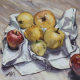 peinture de pommes à l'aquarelle oeuvre originale artiste peintre française