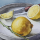 Photo de l'oeuvre "citrons". Nature morte à l'aquarelle. Vue de la peinture en entier.